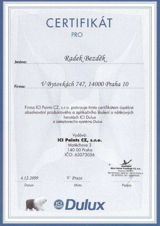 Certifikát Dulux